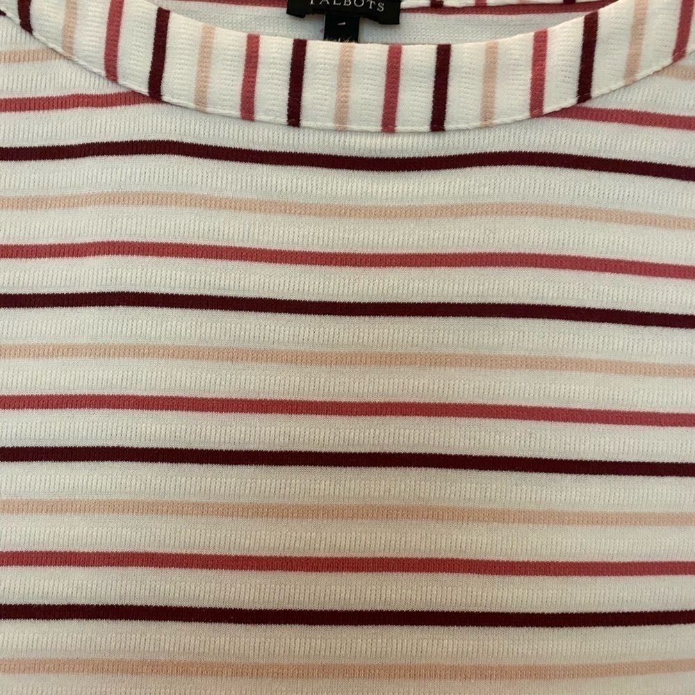 Talbots bateau pullover top. Size Large.  Long sleeves. White with stripes. - Picture 8 of 10